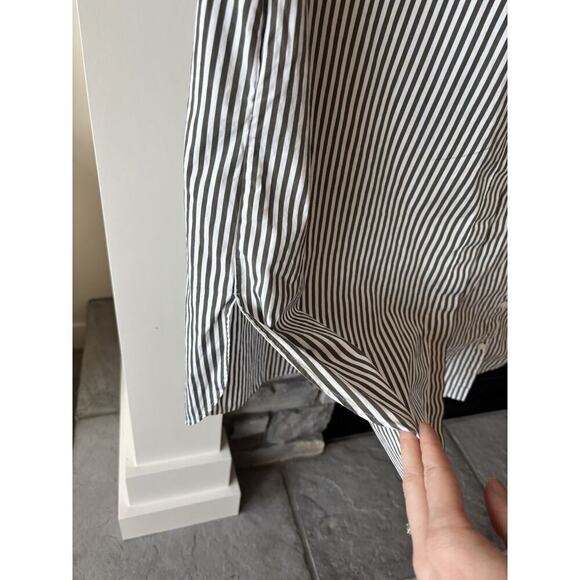 Akris Pinto Shirt Dress 14 Vertical Stripe Green White Natural Minimal Quiet Lux - Picture 4 of 11